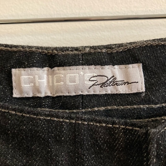 CHICO’S Sz 2 Quartz  WR Slightly Fuller Waist Very Dark Wash Straight Leg Pants - Picture 2 of 9